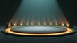© Tiwakeat - Stone arena with a circular platform and warm lighting under the spotlight beams