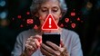 © small, slow, grow - Elderly Woman Receiving Digital Scam Warning on Smartphone Screen
