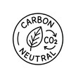 © Design Ful - handdrawn cute doodle style carbon neutral badge with leaf and CO2 arrows vector line illustration