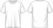 © MEENA - Front and back view of a plain white tshirt, showcasing its design and structure for fashion or apparel mockups