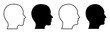 © dlyastokiv - Human head silhouette in outline and solid style, woman and man heads side view, user avatar symbols, profile person sign