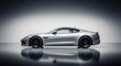 © AGUNG - Sleek silver sports car, side profile, displayed on a reflective surface against a soft light background