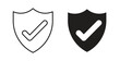 © Annimo - Shield check mark icon with editable stroke. Thin Line and flat icons for UI designs