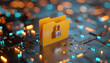 © wolfelarry - Padlock protects data folder on tech circuit board. Yellow folder stores secure confidential information. Digital safety cyber