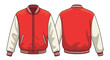 © Tristan W. Blackwood - Red and white varsity jacket illustration, front and back view, classic school uniform design element.