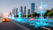 © Hospital man - Innovative power grid management urban cityscape digital technology visualization futuristic environment aerial perspective energy solutions