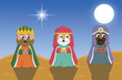 © Bela Art - Design of the Three Wise Men on their way to Bethlehem with the shooting star