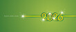 © simbos - 2026 New Year continuous ribbon. Abstract green yellow flag of Brazil in the shape of 2026 logo with sparkle firework for calendar, banner, poster, social media post