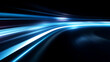 © Andrii - Dynamic blue light speed streak background visualizing high velocity, fiber optics, or data flow. Use for technology, telecommunications, cyberspace, future innovation, or fast transportation concepts