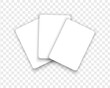 © vikusha_art - Three empty white playing cards isolated on transparent background. Playcard templates. Discount, gift or credit card mockups. Poker game concept. Vector realistic illustration.