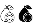 © Nurhalimah - Minimalist icon, guava fruit vector, black and white, outline and silhouette