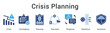 © gibranicon - Crisis planning establishing contingency measures and execution protocols for resilience with insurance protection.
