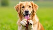 © Sanook - Playful Golden Retriever with a Favorite Toy in an Open Field A golden retriever dog joyfully holding its favorite chew toy in a wide open, sun drenched field. Focus on the dog s happy expression and