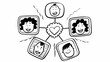 © freelancemoment - Hand drawn doodle family connection love heart network communication connection illustration