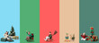 © Pixel-Shot - Set of different children on color background. Christmas celebration