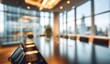 © Emily - Beautiful blurred background image of a meeting room in a modern office with panoramic windows. High quality