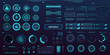 © Amrito - Futuristic digital interface elements with warning signs and circular gauges in blue and teal
