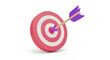 © Dudu - A 3D Render of a Classic Target with an Arrow Hitting the Bullseye, Symbolizing Success, Accuracy, and Goal Achievement on a Clean White Background for Visual Impact