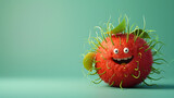 3d cute rambutan character hairy red fruit green