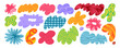 © Anastasiia Hevko - Colorful organic irregular forms and shapes with crayon drawn patterns, doodle and scribbles. Inky colorful blobs, y2k style collage stickers. Hand drawn wavy cloudy shapes with textures.