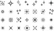 © Amjad - Sparkle star burst magical highlight hand drawn icon set vector, shining twinkle glowing magic flash element, decor doodle sketch collection.