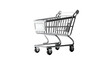 © ferdi - Empty chrome shopping cart isolated against a black backdrop