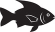 © RJ - Creativity - Black silhouette of a fish with fins and tail on white background