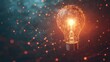 © adiba - Illuminated lightbulb, digital network background, creative idea concept, stock photo