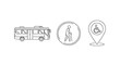 © Bane's Studio ;) - Accessible public transportation symbols: bus, elderly pedestrian, and wheelchair accessible location marker.