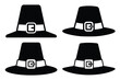 © Suro - pilgrim hat vector silhouette black icon