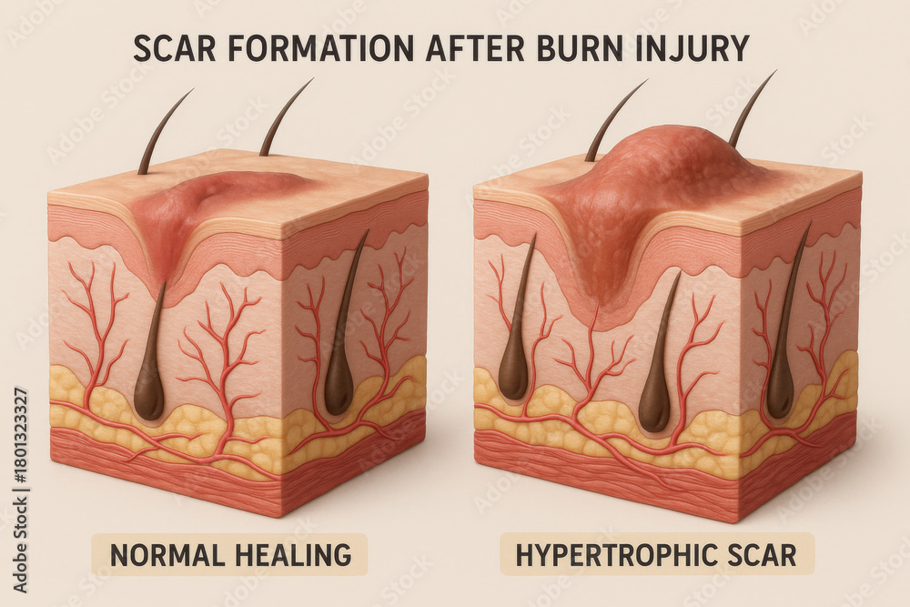 Medical illustration for dermatology showing skin cross section ...