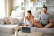 © Antonioguillem - Couple preparing online yoga meditation class