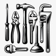 © SnapArtStock - Collection of vintage hand tools for plumbing and construction