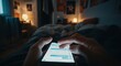 © Alvin - A person is lying in bed late at night, typing on a glowing smartphone screen, with the bedroom dimly lit by bedside lamps in the blurred background.
