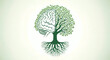 © OlgaNeuroArt - A tree of knowledge with a human brain and roots. Conceptual illustration for mental health, psychology, and personal growth. Mind and nature connection symbol