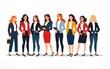 © Harper - Business women collection. Vector illustration of diverse multinational standing cartoon women in office outfits. Isolated on white. High quality