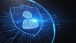 © photostockatinat - Digital Shield of Privacy: Illustrative image of a glowing shield with person icon, representing data protection and security in the digital sphere.
