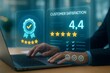 © mainul19islam - Customer satisfaction score with stars and approval badge on laptop