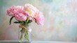 © Chayanin Wongpracha - Pink Peonies in Glass Jar Spring Blooms.