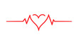 © A2Z Color Mk - Continuous Line Drawing of Heartbeat Pulse on Checkered Transparent Background Medical Health Concept