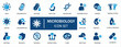© Kawsar - Microbiology Solid Icon Set. Featuring virus, bacteria, infection, clinical research, and immune system concepts. Perfect for medical news websites, health apps, and science education visuals.