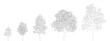 © HAPPY - CAD tree linework, side view trees for landscape design, precise vector symbols ideal for architectural drafting, garden planning, urban projects and high-quality landscape presentation graphics.