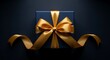 © R.Fauzi - Luxurious dark blue gift box adorned with a shimmering golden ribbon, symbolizing elegance and the excitement of a special surprise for festive celebrations