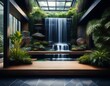 © Cory - indoor waterfall garden lush greenery dark water modern design