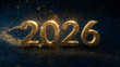© heerim studio - Golden, shimmering 2026 numerals on a deep blue, sparkling background.