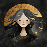 Artystyczny portret kobiety z czarnymi włosami
