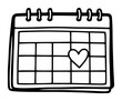 © Aisha Kudorova - save the date calendar with heart doodle engraving vector black shape sketch