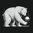 © makmur - Artistic Polar Bear with a Sphere in a Dark Background.