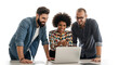 © Image Creative Stock - Successful business team, three young business people working together with laptop isolated on white or transparent background