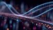 © Sergey - Futuristic digital bridge made of abstract glowing data streams and binary code lines in vibrant orange and red, symbolizing high-energy data connection and future tech.